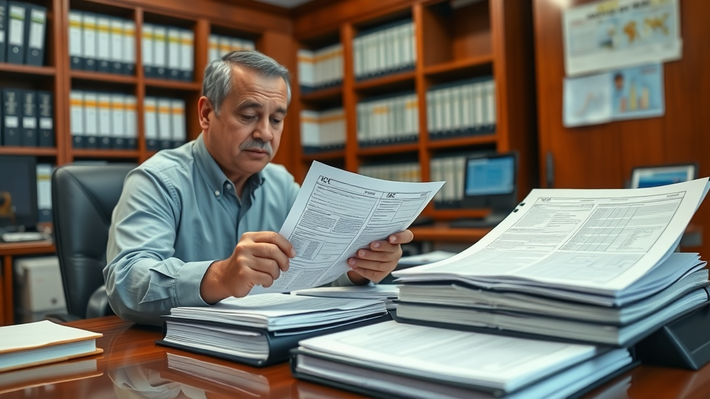 detailed government documents and official registers on a desk, customs compliance officer highlighting changes, analyzing customs and border protection updates, highly detailed, professional palette