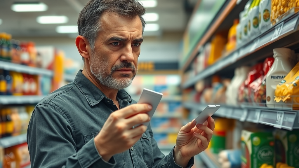 American consumer concerned about high prices on goods due to tariffs on import goods