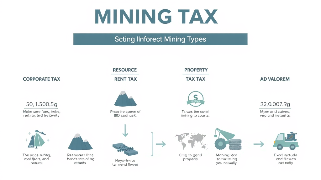 mineral industry taxation infographic comparing corporate, resource rent, property, and ad valorem taxes on mining companies