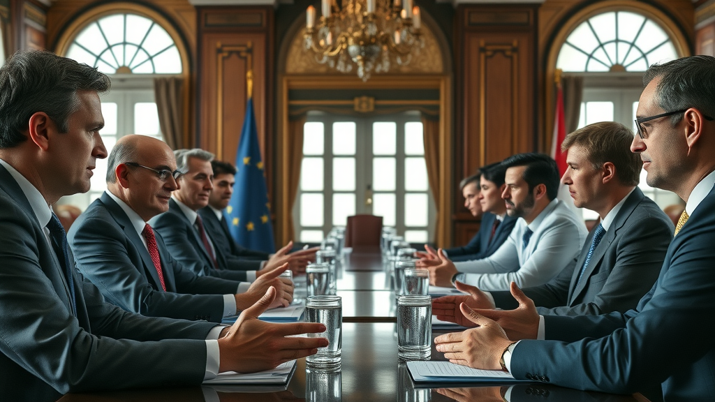 european union diplomats negotiating trade countermeasures in international meeting