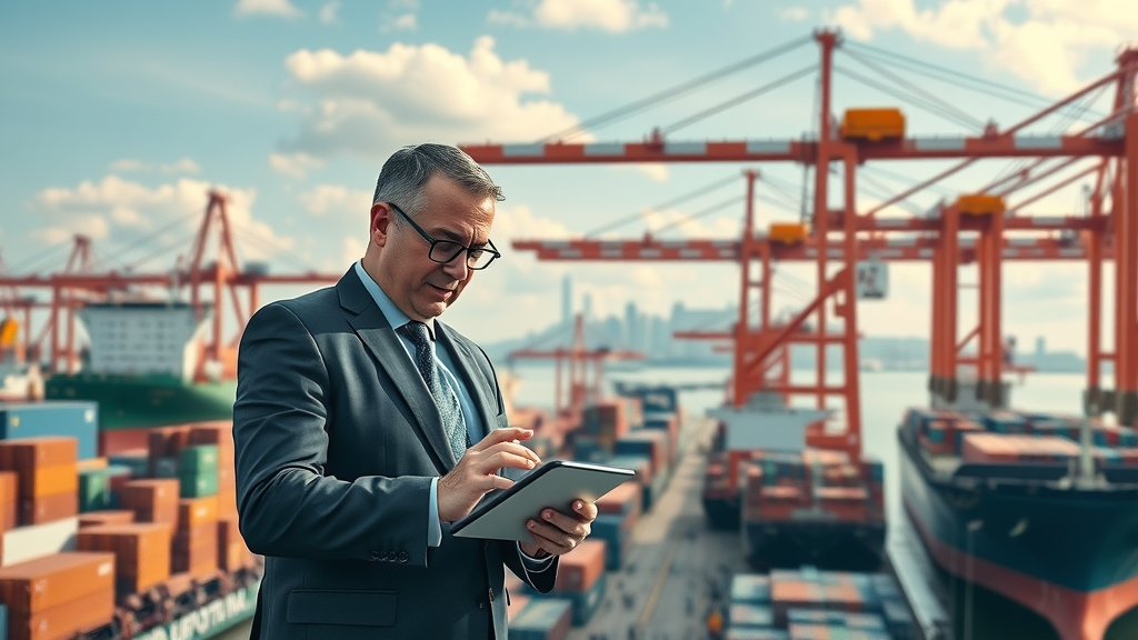 global trade tariff impact analysis analysts reviewing cargo port economy