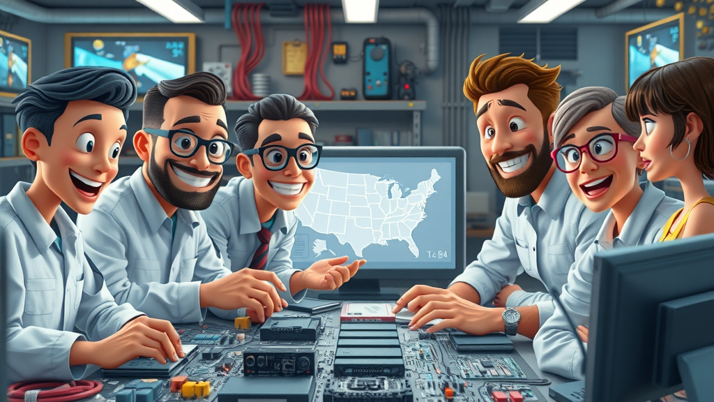 American engineers collaborating supply chain electronics manufacturing