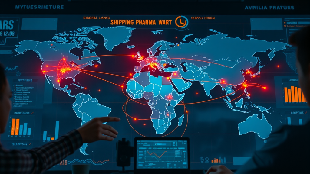Dynamic global map highlighting fragile pharmaceutical supply chain and disruptions—a core reason for drug manufacturing reshoring trends