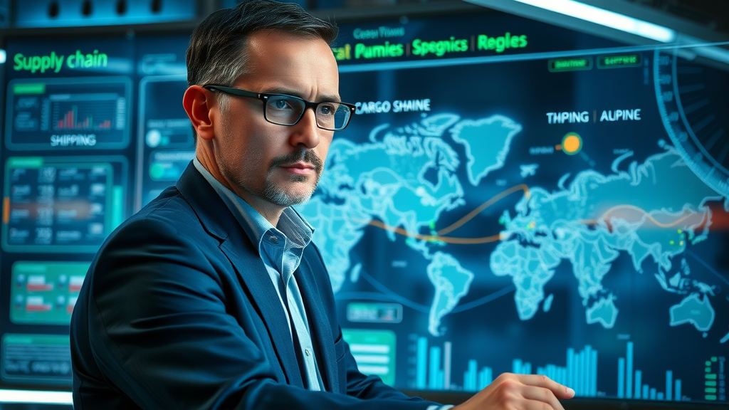 Supply chain manager navigating tariff rates and trade war logistics