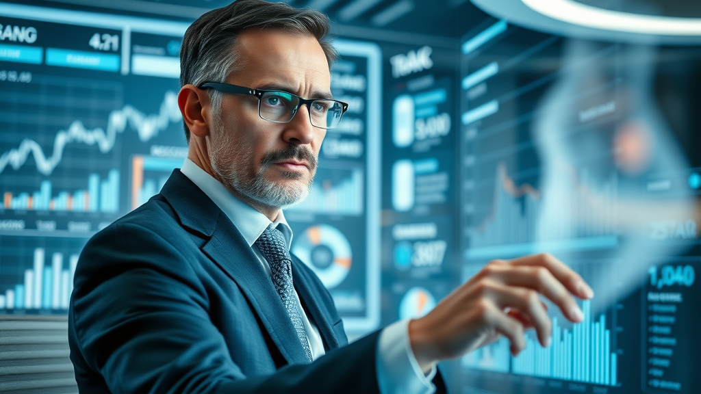 business leader analyzing data dashboard for adaptive tariff strategy