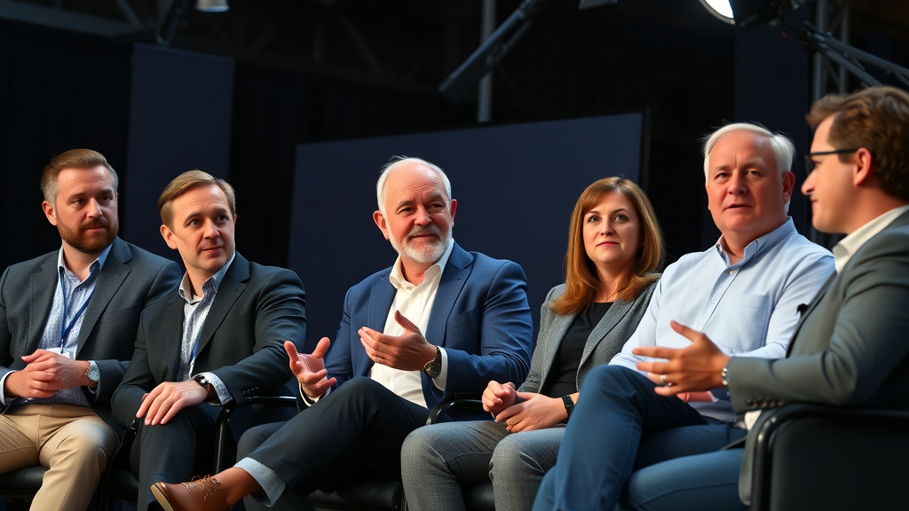 Panel of industry experts providing FAQs and advice on tariff and international trade changes at a professional event