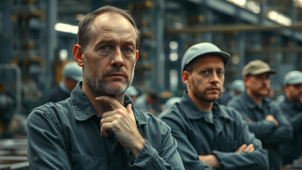 Factory workers facing challenges from trade agreement impacts and idle machinery