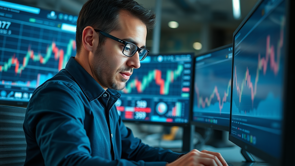Tariff policy analyst calculating average effective tariff rate with financial models on a digital screen