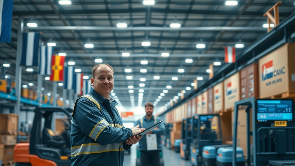 Busy logistics hub interior reflecting modern supply chains affected by tariff policies