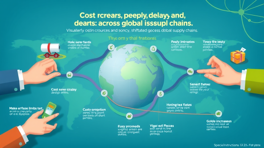 Infographic showing global supply chain disruptions due to tariff impact