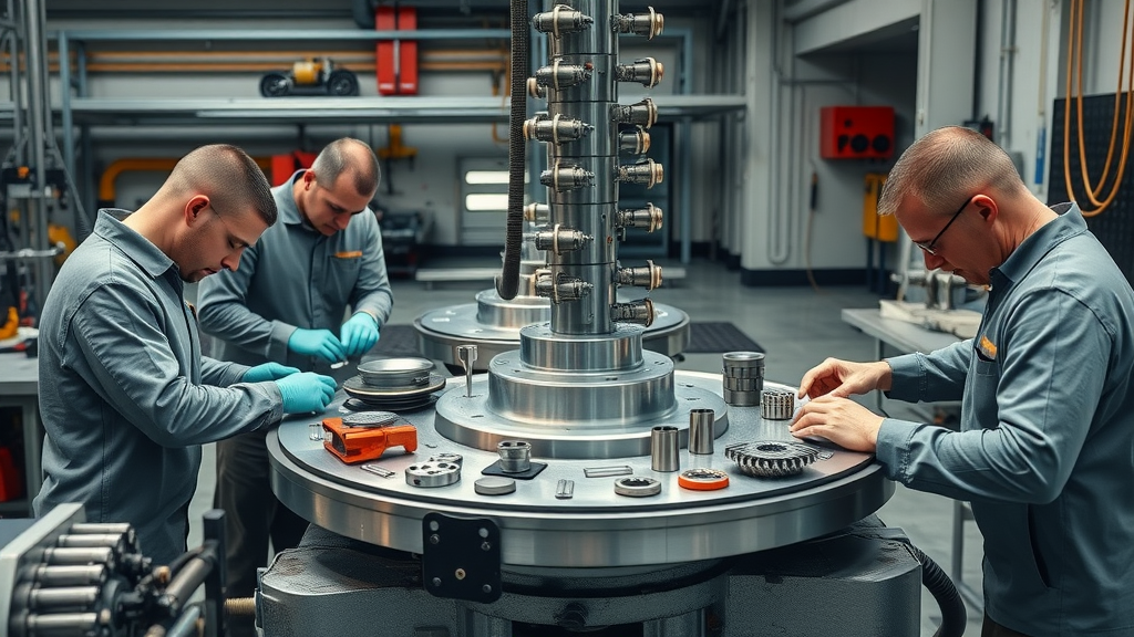 Rotary grinding table in action across automotive, aerospace, medical, and tooling sectors. Skilled technicians demonstrate the versatility of rotary grinding tables for diverse industry components.