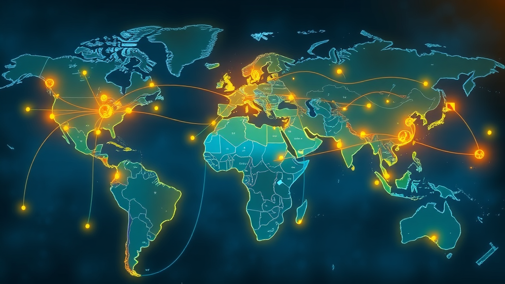 Global logistics network for servo motor parts, visualizing connected supply routes and the complexity of supporting reliable servo motor repairs worldwide.