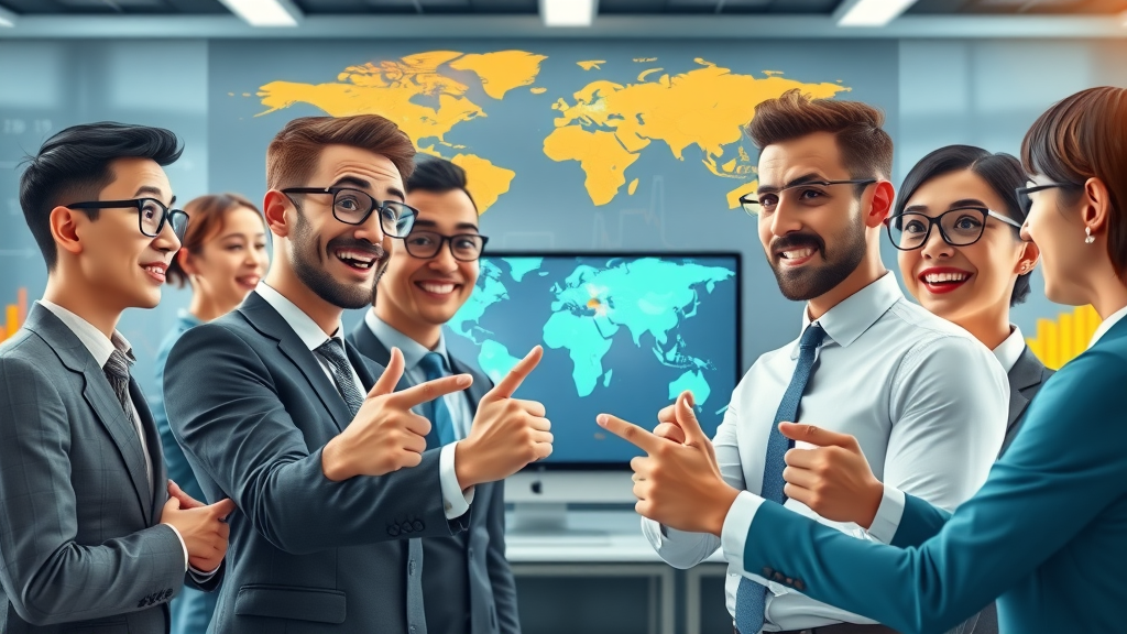 Forward-thinking business team analyzing global market data, highlighting strategies to align with new trade agreements and capitalize on trade liberalization effects