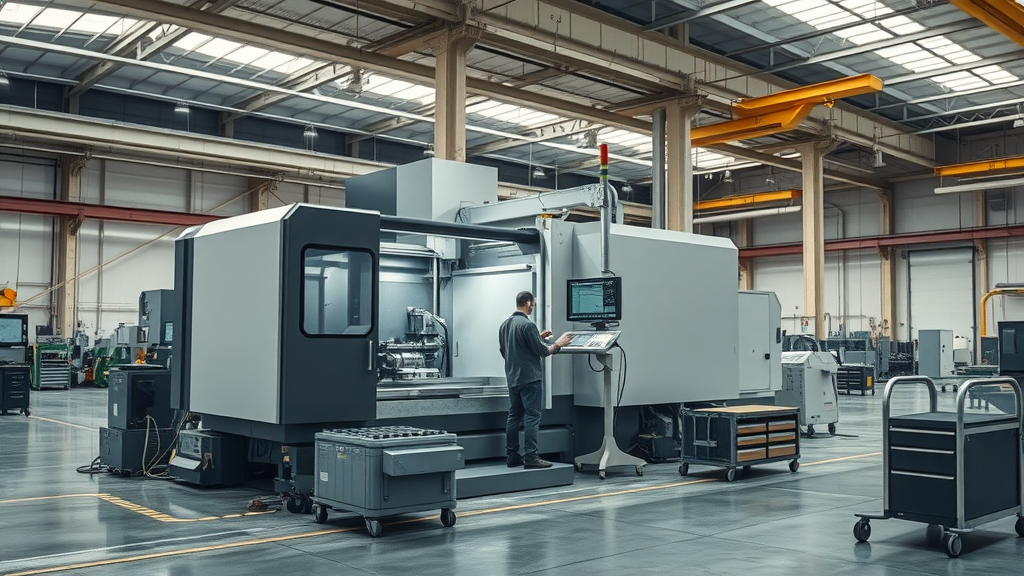 Bridge-type CNC machine in machining manufacturer plant drives production growth
