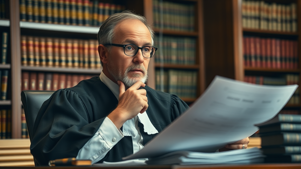 insightful judge trade law compliance reviewing documents cross-border trade regulations