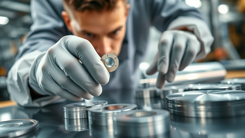 Close-up of hands in gloves inspecting steel coils and silicon wafers—visual reference for raw material cost in industry
